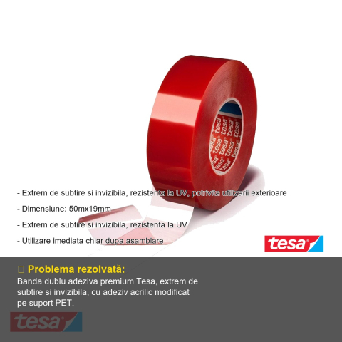 BANDA DUBLU ADEZIVA TRANSPARENTA 50M*19MM TESAFIX TESA [1]