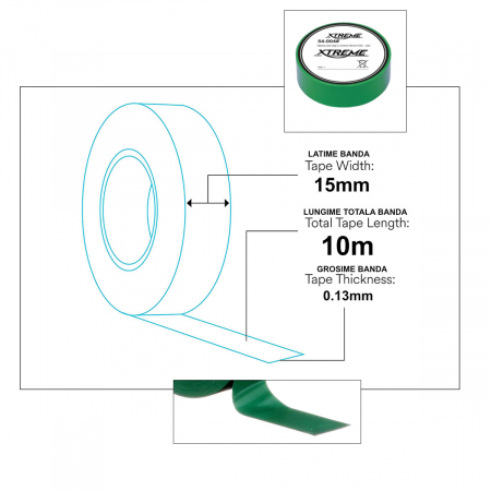 Banda izolatoare adeziva, XTREME 07054, 0.13mmx15mm, 10m lungime, PVC, verde [1]