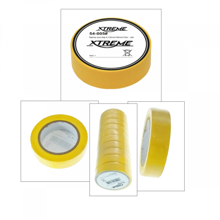 Banda izolatoare adeziva, XTREME 07055, 0.13mmx15mm, 10m lungime, PVC, galbena [2]