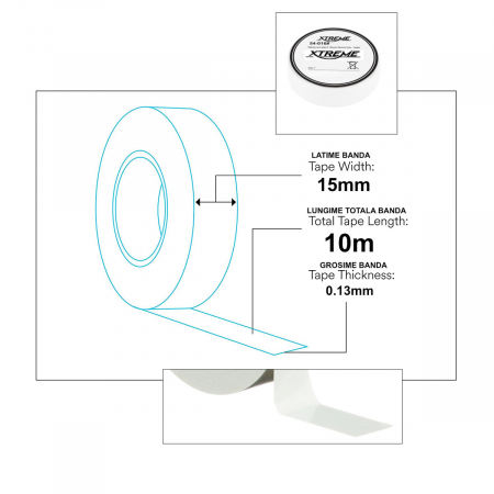 Banda izolatoare adeziva, XTREME 08192, 0.13mmx15mm, 10m lungime, PVC, alba [1]