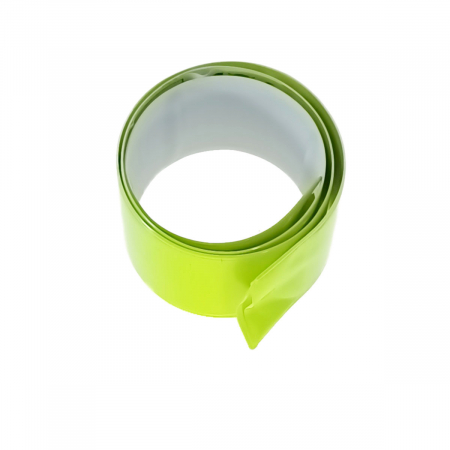 Bricolaj - Banda reflectorizanta cu auto-strangere, cod 06893, lungime 40 cm, latime 3 cm, pentru vizibilitate, verde fluorescent