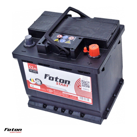 Baterii auto si moto - Baterie auto Foton Start, 12 V, 52 Ah, curent de pornire 470 A, 207 x 175 x 190 mm, borna plus pe dreapta