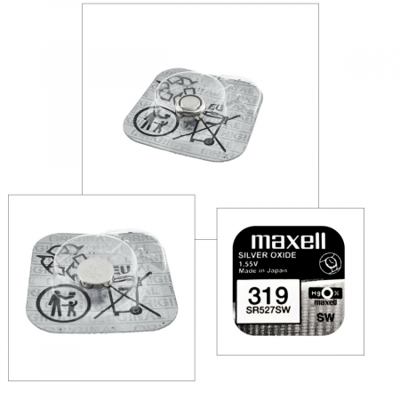Baterie de ceas tip buton, Maxell SR527SW 319, 1.55V, 5.8mm diametru x 2.7mm inaltime, capacitate 17 mAh, oxid de argint, in blister o bucata [4]