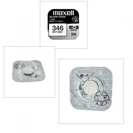 Baterie de ceas tip buton, Maxell SR712SW 346, 1.55V, 7.9mm diametru x 1.29mm inaltime, capacitate 10 mAh, oxid de argint, in blister o bucata [4]