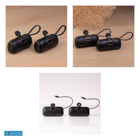 Baterie externa mini (power bank) Forever MTB-100, 5000 mAh, USB-C, 22.5W, negru [6]