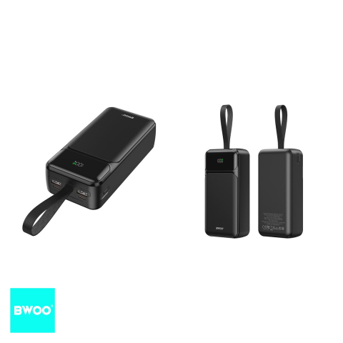 Baterie externa pentru laptop (power bank) BWOO, 30000 mAh, 2x USB-A + USB-C, 65W, cu afisaj, negru [3]