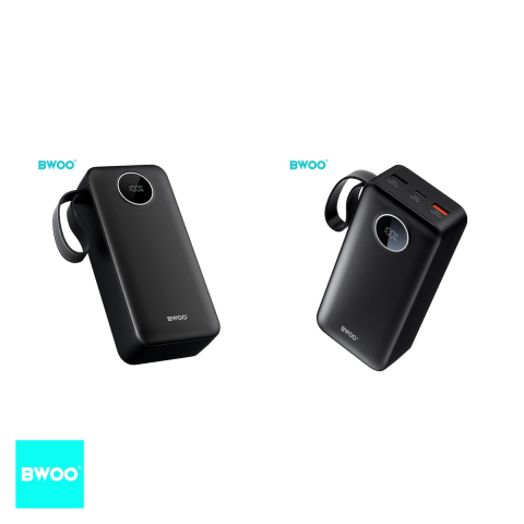 Baterie externa (power bank) BWOO, 30000 mAh, 2x USB-A + USB-C, 22.5W, cu afisaj, negru [3]