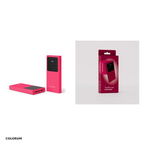 Baterie externa (power bank) Colorum CPB10-02, 10000 mAh, USB-A + USB-C + microUSB, 22.5W, cu cablu inclus, roz [3]