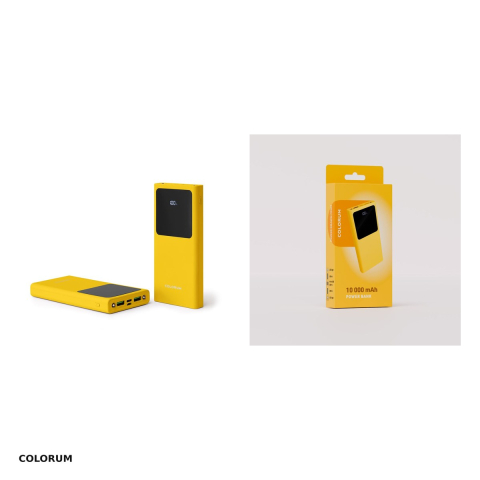 Baterie externa (power bank) Colorum CPB10-05, 10000 mAh, USB-A + USB-C + microUSB, 22.5W, cu cablu inclus, galben [3]