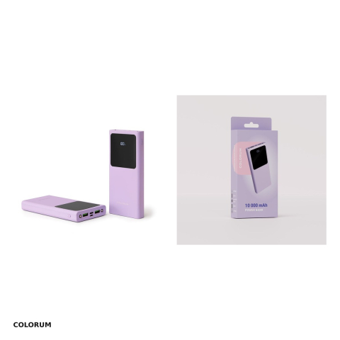 Baterie externa (power bank) Colorum CPB10-09, 10000 mAh, USB-A + USB-C + microUSB, 22.5W, cu cablu inclus, mov [3]