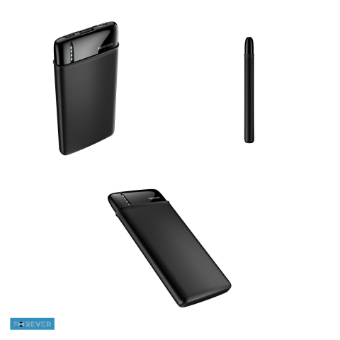 Baterie externa (power bank) Forever TB-100S, 5000 mAh, USB-A + USB-C + microUSB, 10W, cu cablu inclus, negru [3]