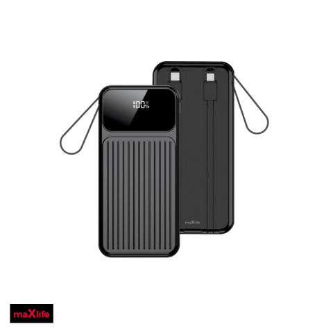Energy - Baterie externa (power bank) Maxlife MXPB-06, 10000 mAh, USB-A + USB-C, 22.5W, cu cablu inclus, negru