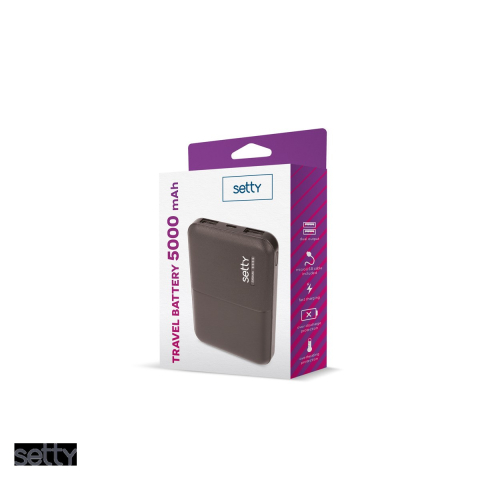 Baterie externa (power bank) Setty SPB-05, 5000 mAh, USB-A + microUSB, cu cablu inclus, negru [3]