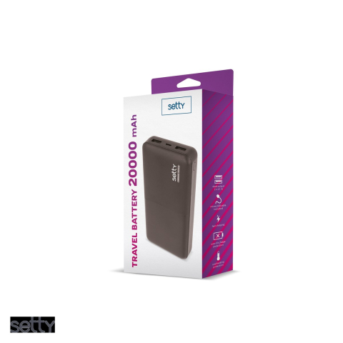 Baterie externa (power bank) Setty SPB-20, 20000 mAh, USB-A + USB-C + microUSB, negru [3]