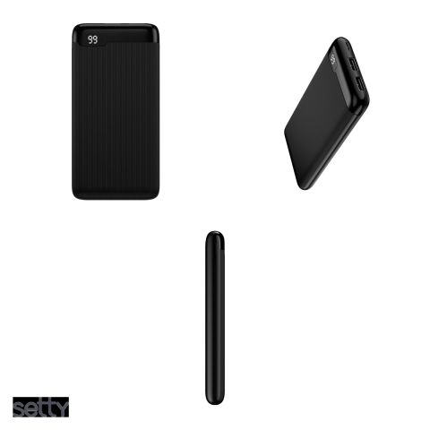 Baterie externa (power bank) Setty SPBL-10, 10000 mAh, 2x USB-A + USB-C + microUSB, cu afisaj, cu cablu inclus, negru [3]