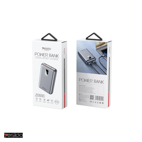 Baterie externa (power bank) Yesido YP47, 20000 mAh, USB-A + USB-C, 22.5W, argintiu [3]