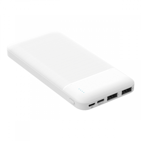 Energy - Baterie externa, powerbank Platinet 45721, 10000 mAH li-polimer, 2 x USB, 1 x Type C, 1 x microUSB, LED, alb