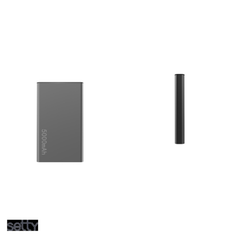 Baterie externa reciclata (power bank) Setty QRPB5-12, 5000 mAh, USB-A + USB-C, 12W, cu cablu inclus, gri [5]