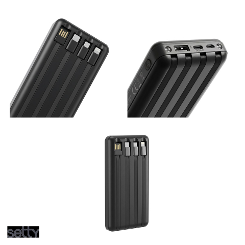 Baterie externa solara (power bank) Setty SLR-100, 10000 mAh, USB-A + USB-C + microUSB, cu cablu inclus, negru [3]