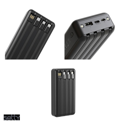 Baterie externa solara (power bank) Setty SLR-120, 20000 mAh, USB-A + USB-C + microUSB, cu cablu inclus, negru [3]