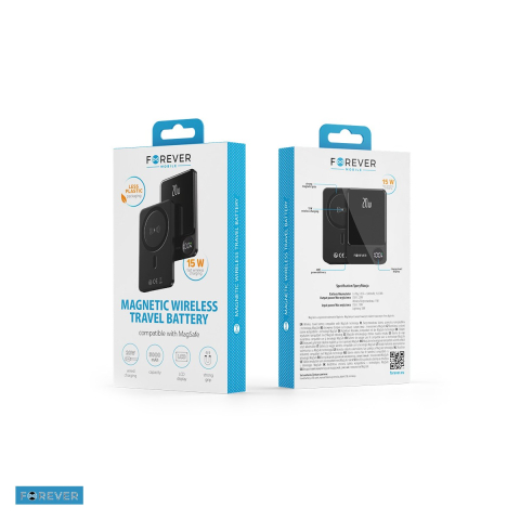 Baterie externa wireless magnetica (power bank) Forever MATB-200, 5000 mAh, USB-C, 20W, cu cablu inclus, negru [6]