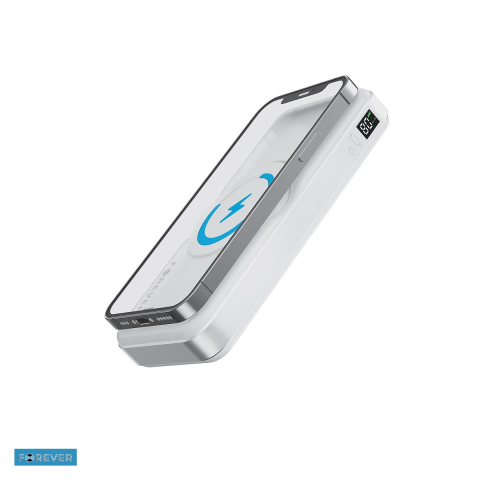Energy - Baterie externa wireless magnetica (power bank) Forever MATB-300, 10000 mAh, USB-A + USB-C + microUSB, 20W, alb
