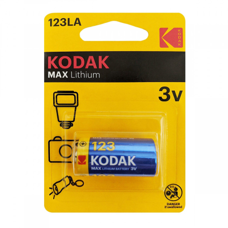 Baterii_FOTO - Baterie foto KODAK K123LA MAX Lithium 3V, tip CR123A, in blister, 1500 mAh, fara Mercur, Plumb si Cadmiu