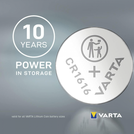 Baterie Litiu 3V CR1616, tip moneda, Varta 27098, in blister [2]