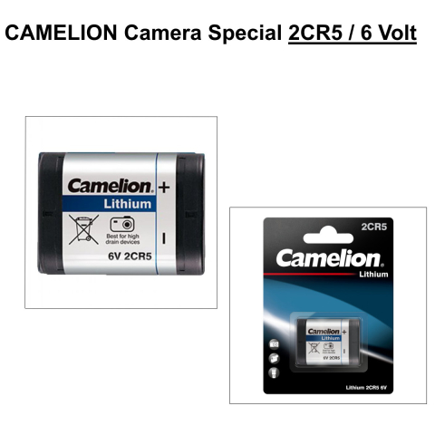 Baterie Litiu 6V 2CR5 1400mAh, Dimensiuni 34x17x45 mm, Pentru Aparate Foto DSLR, Camere Video, Echipamente Medicale, Constructie Dual-Cell, Camelion [2]