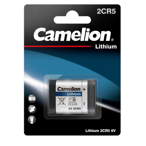 Baterie Litiu 6V 2CR5 1400mAh, Dimensiuni 34x17x45 mm, Pentru Aparate Foto DSLR, Camere Video, Echipamente Medicale, Constructie Dual-Cell, Camelion [1]