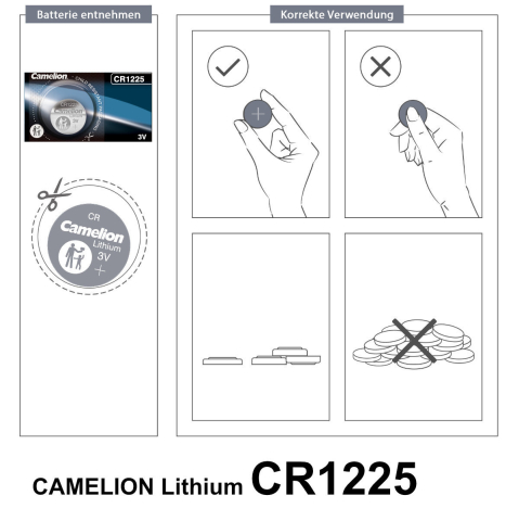 Baterie Litiu CR1225 3V 50mAh Camelion pentru Chei Auto, Calculatoare, Aparate Medicale [8]