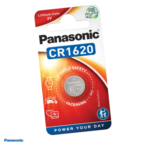 Energy - Baterie litiu Panasonic CR1620, litiu - dioxid de mangan, 3 V, 75 mAh, 16 x 2.0 mm, in blister