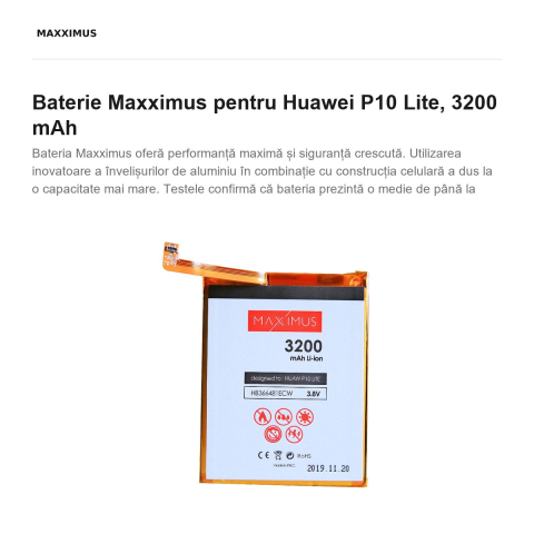 Baterie Maxximus pentru Huawei P10 Lite, 3200 mAh [1]