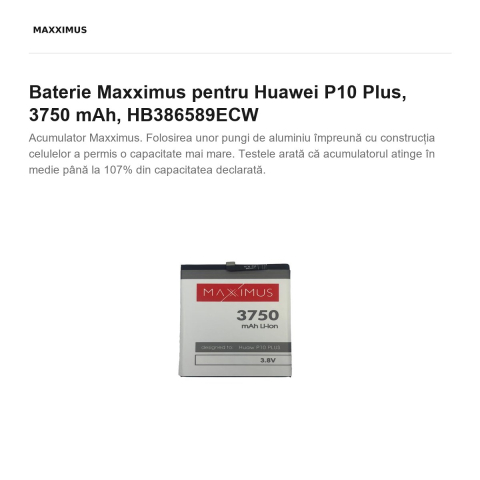 Baterie Maxximus pentru Huawei P10 Plus, 3750 mAh, HB386589ECW [1]
