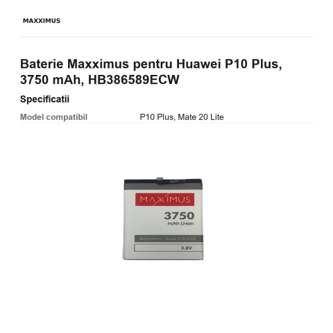 Baterie Maxximus pentru Huawei P10 Plus, 3750 mAh, HB386589ECW [2]
