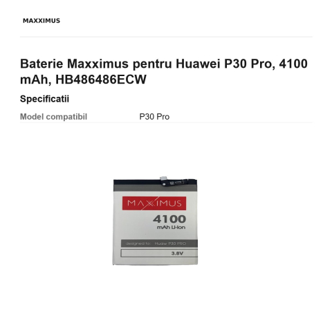 Baterie Maxximus pentru Huawei P30 Pro, 4100 mAh, HB486486ECW [2]