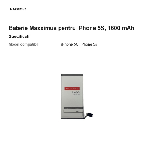 Baterie Maxximus pentru iPhone 5S, 1600 mAh [2]