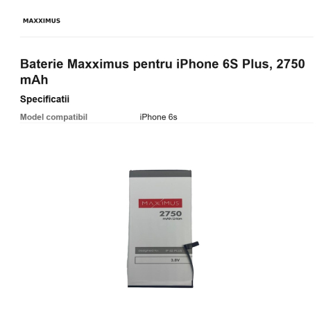 Baterie Maxximus pentru iPhone 6S Plus, 2750 mAh [2]