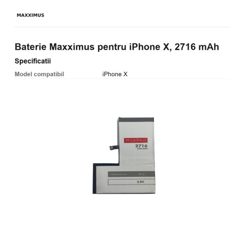 Baterie Maxximus pentru iPhone X, 2716 mAh [2]