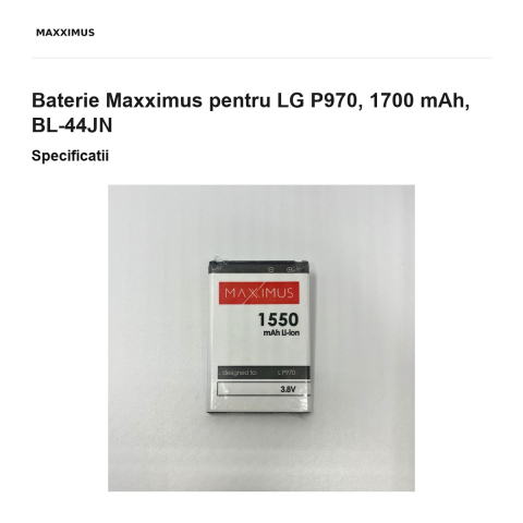 Baterie Maxximus pentru LG P970, 1700 mAh, BL-44JN [2]