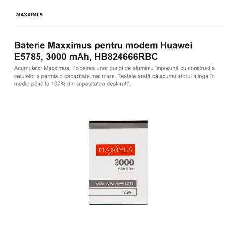 Baterie Maxximus pentru modem Huawei E5785, 3000 mAh, HB824666RBC [1]
