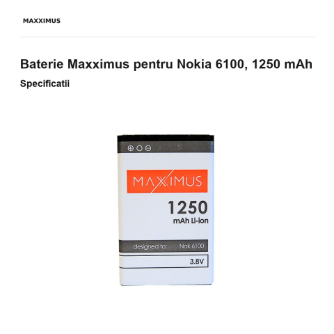 Baterie Maxximus pentru Nokia 6100, 1250 mAh [2]