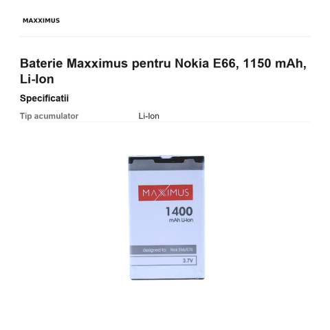 Baterie Maxximus pentru Nokia E66, 1150 mAh, Li-Ion [2]
