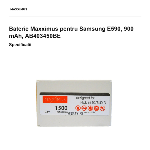 Baterie Maxximus pentru Samsung E590, 900 mAh, AB403450BE [2]