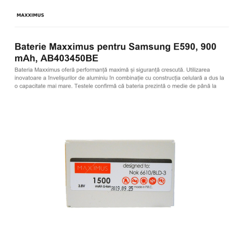 Baterie Maxximus pentru Samsung E590, 900 mAh, AB403450BE [1]