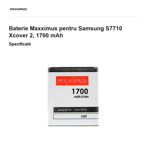 Baterie Maxximus pentru Samsung S7710 Xcover 2, 1700 mAh [2]
