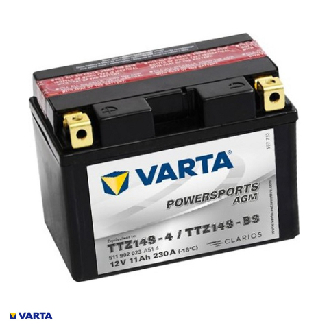 Baterii auto si moto - Baterie moto VARTA Powersports AGM TTZ14S-BS, 12 V, 11 Ah, curent de pornire 230 A, 150 x 87 x 110 mm, borna plus pe stanga, 511902023
