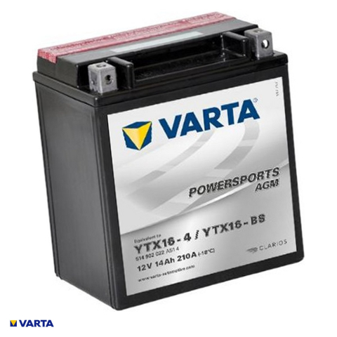 Baterie moto VARTA Powersports AGM TX16-BS, 12 V, 14 Ah, curent de pornire 210 A, 150 x 87 x 161 mm, borna plus pe stanga, 514902021 [0]