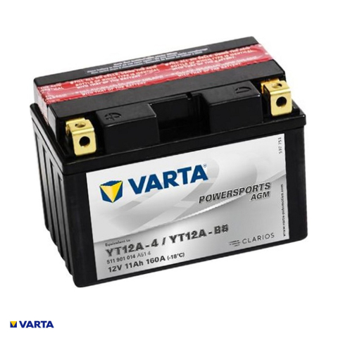 Baterii auto si moto - Baterie moto VARTA Powersports AGM YT12A-BS, 12 V, 11 Ah, curent de pornire 160 A, 150 x 88 x 105 mm, borna plus pe stanga, 511901014
