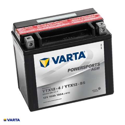 Baterii auto si moto - Baterie moto VARTA Powersports AGM YTX12-BS, 12 V, 10 Ah, curent de pornire 150 A, 152 x 88 x 131 mm, borna plus pe stanga, 510012009
